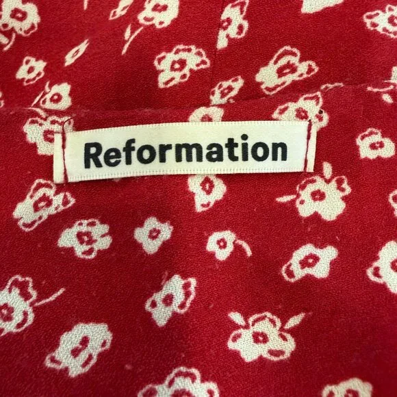 Reformation Lindsay Dress in Western Mini Floral Size 4 Red Adjustable Straps - Picture 6 of 8